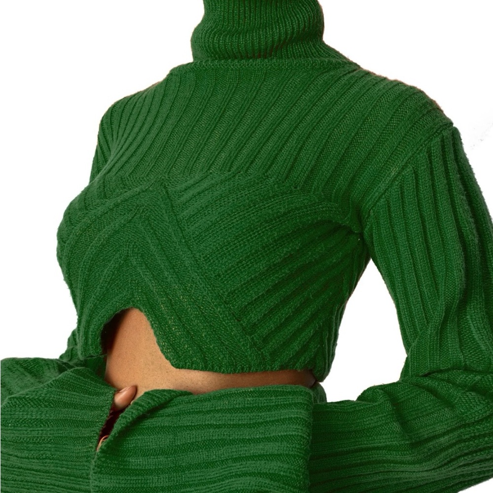 Green Hanifa Sia Cropped Sweater - Large NWT